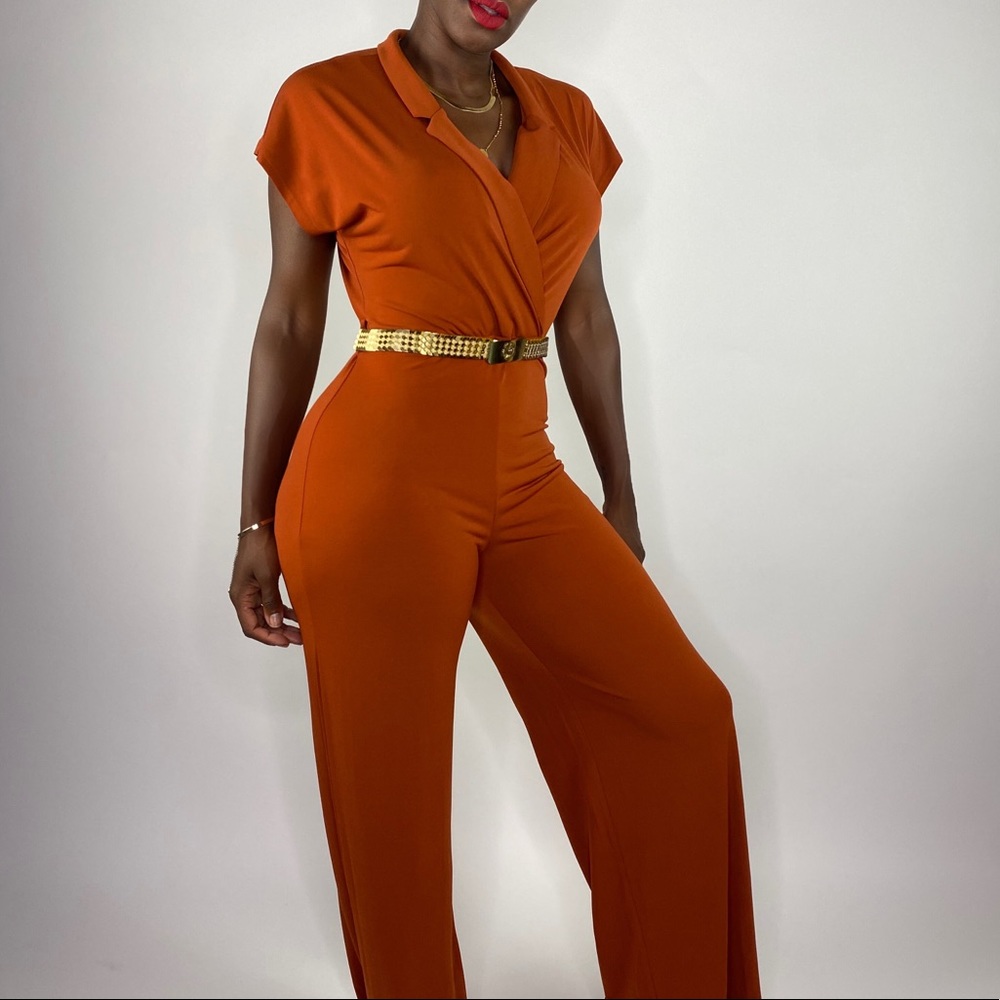 Chic Autumn Rust Jumpsuit